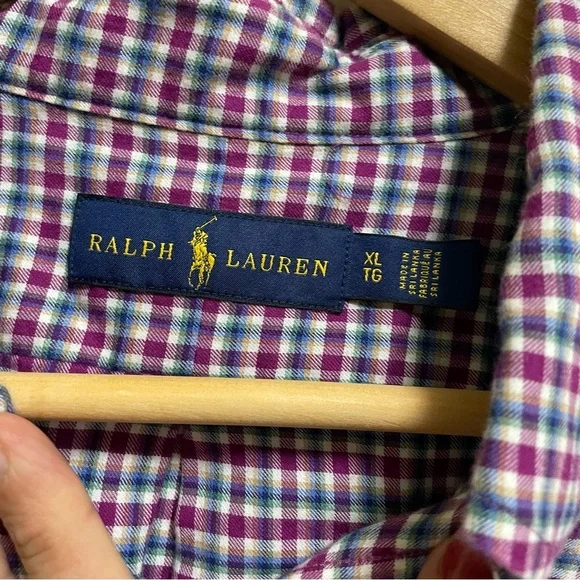 Ralph Lauren plaid Hunter green pony flannel long sleeve button down XL - Picture 3 of 6